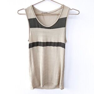 Transit Par-Such Tan Gray Stripped Tank Top Size 2
